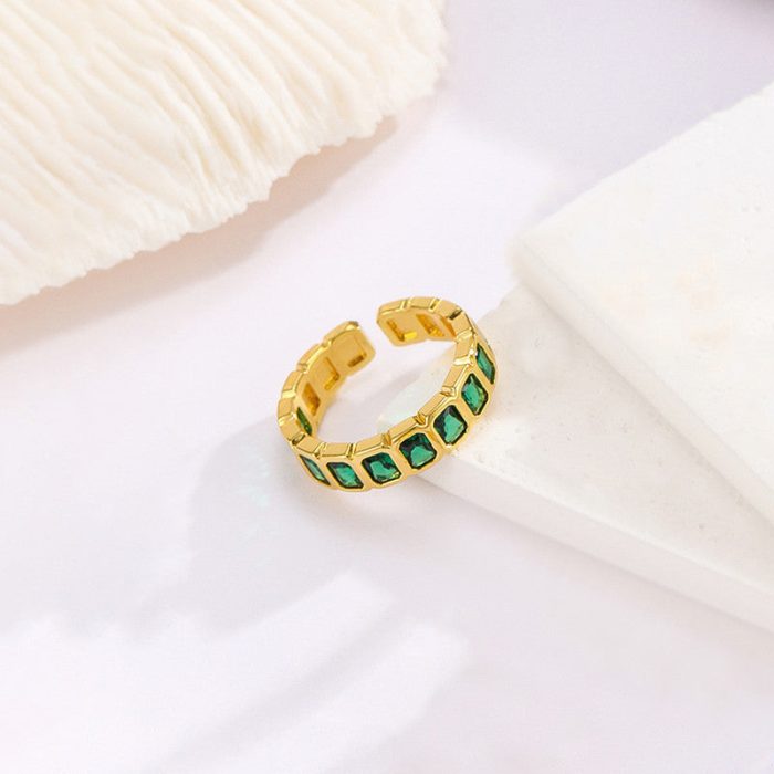 Gold-Plated Green Square ADs Adjustable Ring - Image 6