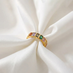 Gold-Plated Multicolor Square ADs Adjustable Ring - Image 2