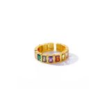 Gold-Plated Multicolor Square ADs Adjustable Ring - Image 7