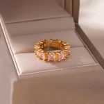 Gold-Plated Multicolor Square ADs Adjustable Ring - Image 3