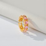 Gold-Plated Multicolor Square ADs Adjustable Ring - Image 4