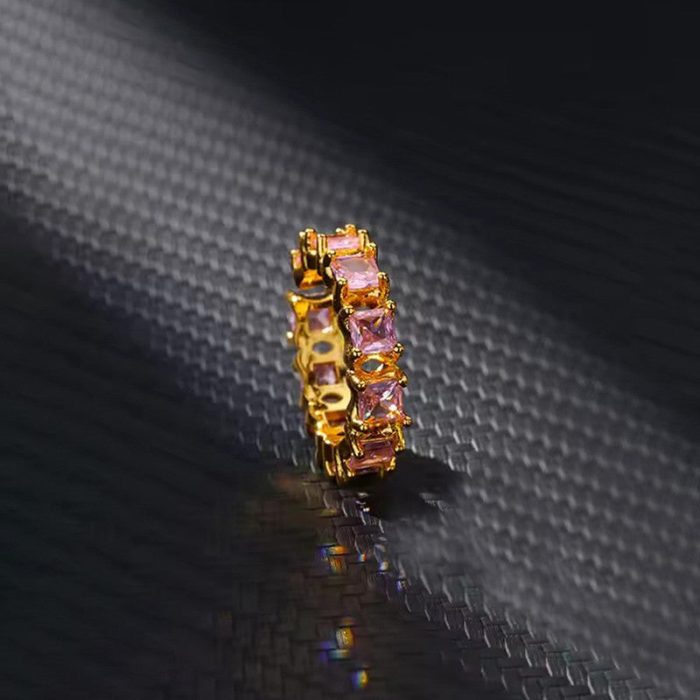 Gold-Plated Multicolor Square ADs Adjustable Ring - Image 5