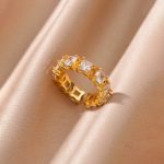 Gold-Plated White Square ADs Adjustable Ring