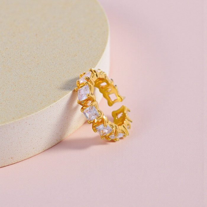 Gold-Plated White Square ADs Adjustable Ring - Image 2
