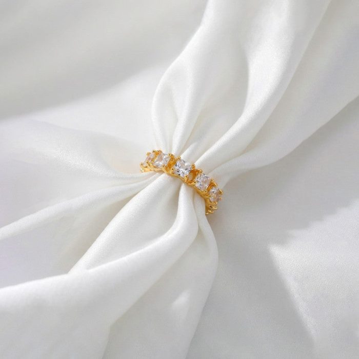 Gold-Plated White Square ADs Adjustable Ring - Image 3