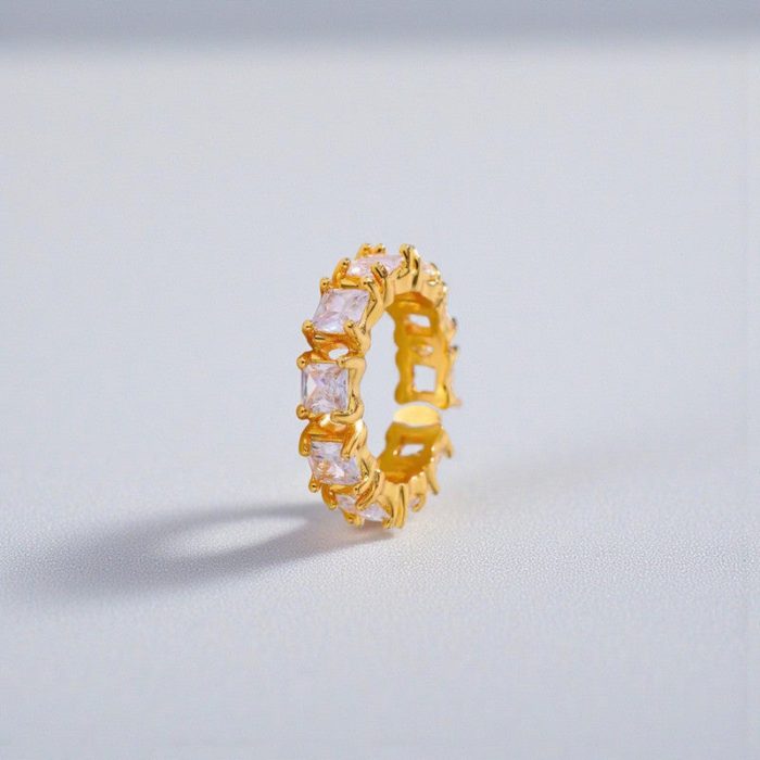 Gold-Plated White Square ADs Adjustable Ring - Image 5
