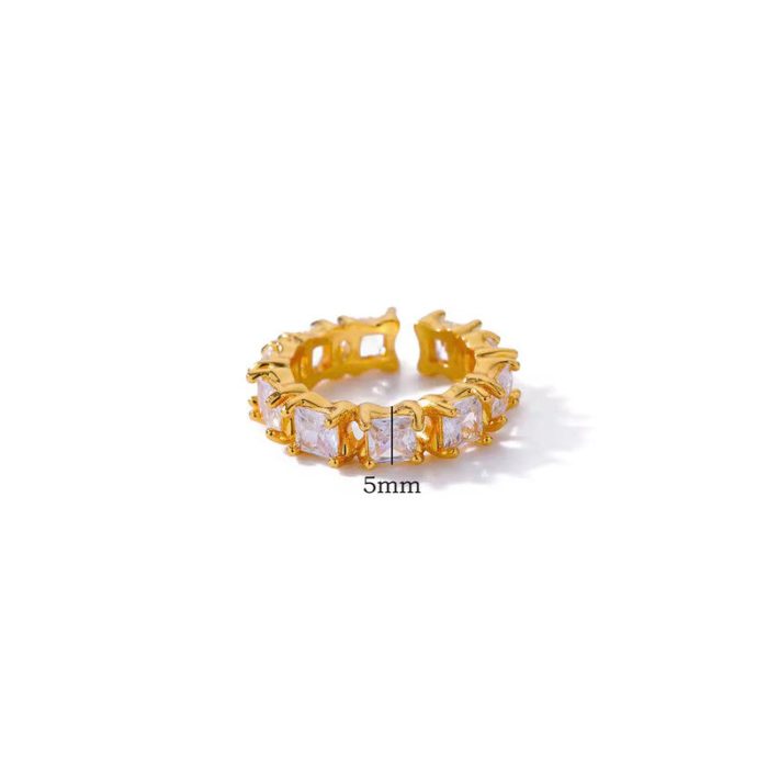 Gold-Plated White Square ADs Adjustable Ring - Image 6
