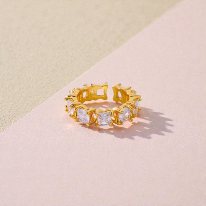 Gold-Plated White Square ADs Adjustable Ring - Image 7