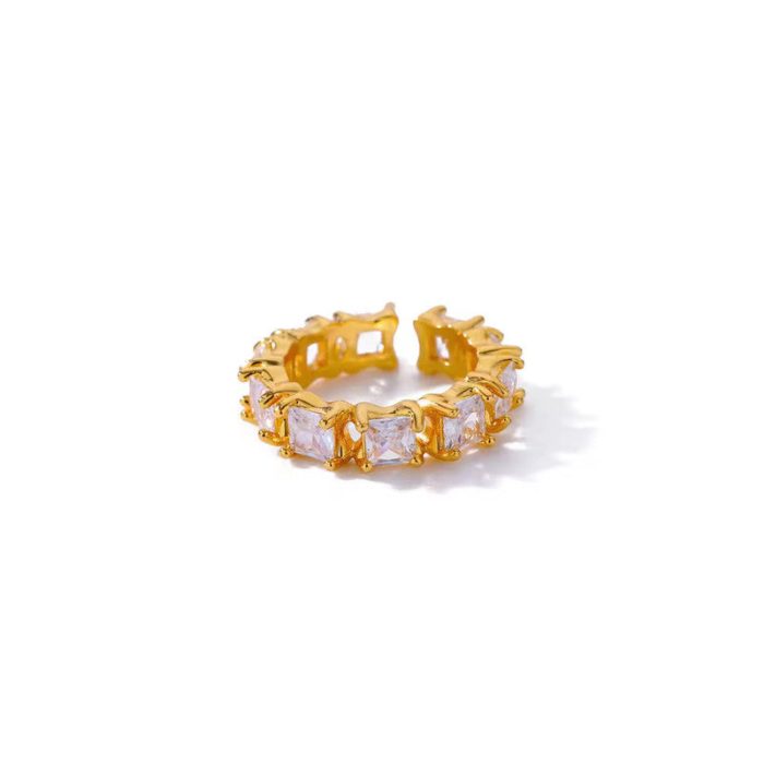 Gold-Plated White Square ADs Adjustable Ring - Image 8