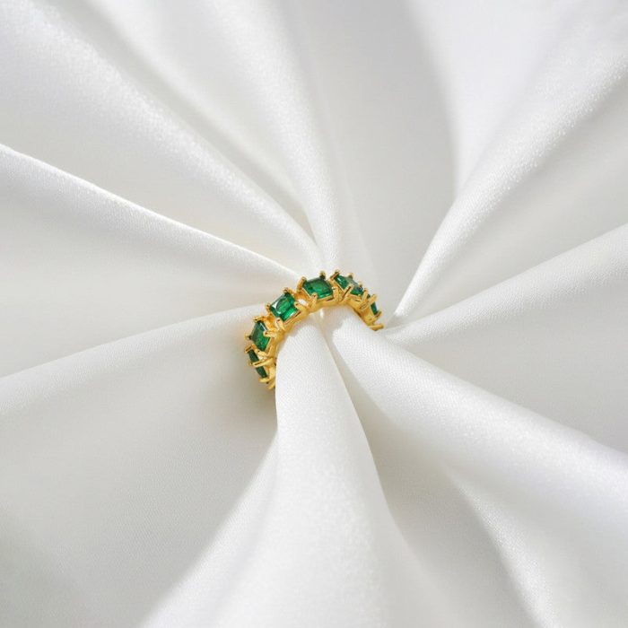 Gold-Plated Green Square ADs Adjustable Ring - Image 2