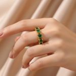 Gold-Plated Green Square ADs Adjustable Ring - Image 3