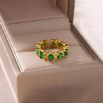 Gold-Plated Green Square ADs Adjustable Ring - Image 4