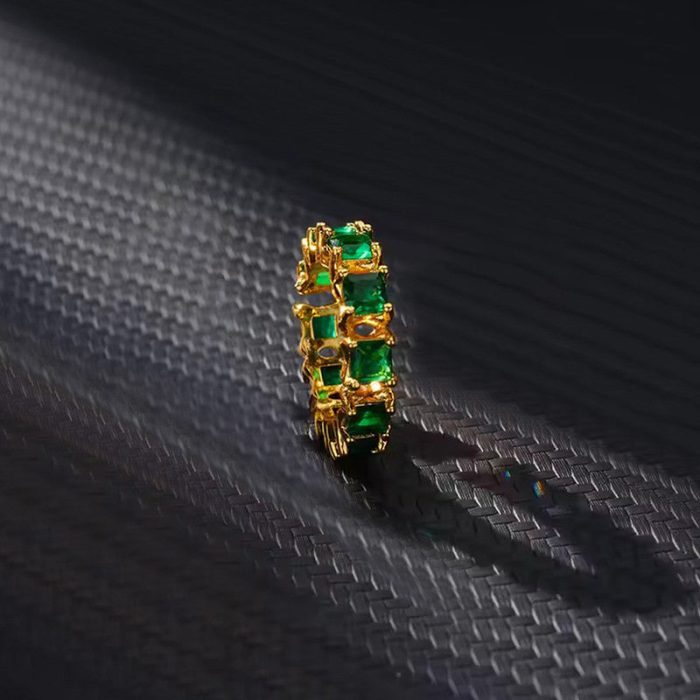 Gold-Plated Green Square ADs Adjustable Ring - Image 5