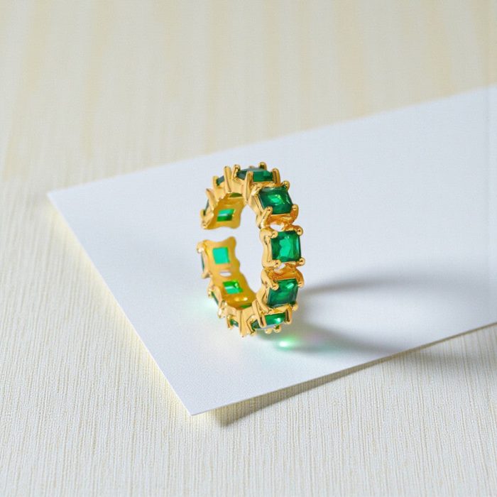 Gold-Plated Green Square ADs Adjustable Ring - Image 7