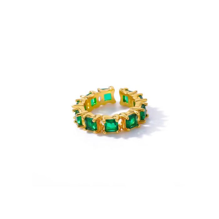 Gold-Plated Green Square ADs Adjustable Ring - Image 8