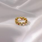 Gold-Plated Multicolor Round ADs Adjustable Ring - Image 7
