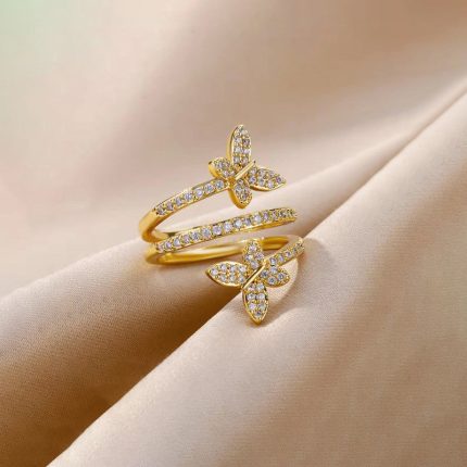 Gold Plated Butterfly Shaped Adjustable Ring