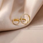 Gold-Plated Large Circular Hoops American Diamond Adjustable Ring - Image 2