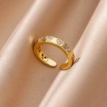 Gold-Plated Heart Themed Adjustable Ring