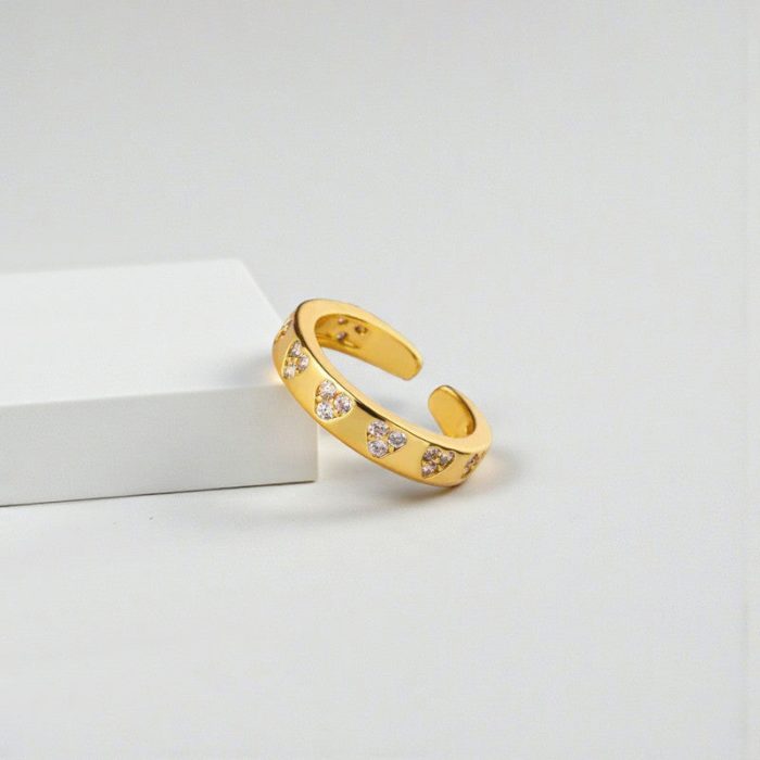 Gold-Plated Heart Themed Adjustable Ring - Image 8