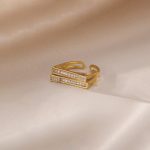 Gold Plated Contemporary Style Twin Adjustable Ring - Image 2