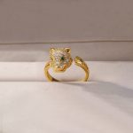 Gold Plated Contemporary Style Jaguar Themed Adjustable Ring - Image 3
