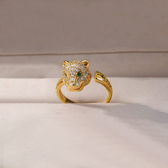 Gold Plated Contemporary Style Jaguar Themed Adjustable Ring - Image 3