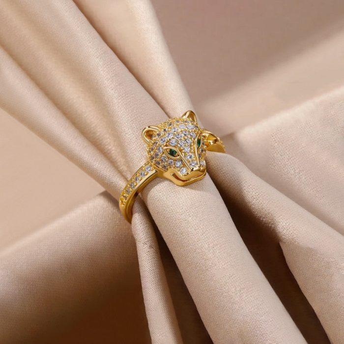 Gold Plated Contemporary Style Jaguar Themed Adjustable Ring - Image 5