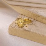 Gold Plated Contemporary Style Evil Eye Themed Adjustable Ring - Image 5