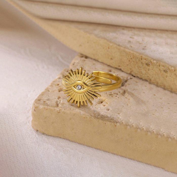 Gold Plated Contemporary Style Evil Eye Themed Adjustable Ring - Image 5