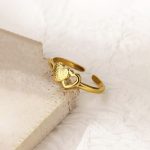 Gold Plated Contemporary Style Heart Themed Adjustable Ring - Image 3