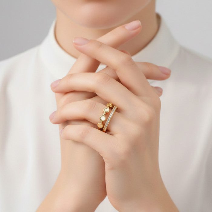 Gold Plated Contemporary Style Adjustable Ring - Image 6