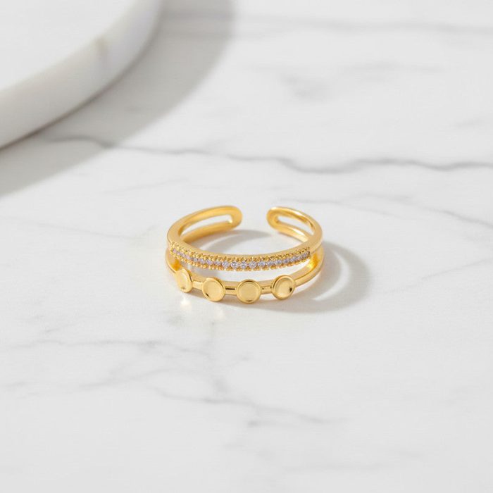Gold Plated Contemporary Style Adjustable Ring - Image 7