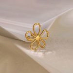 Gold Plated Floral Themed Adjustable Ring