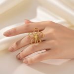 Gold Plated Floral Themed Adjustable Ring - Image 2