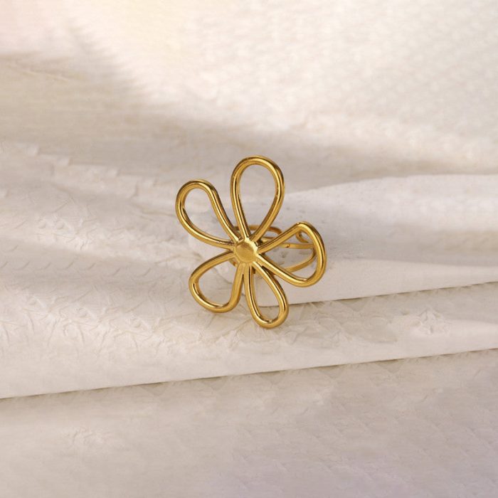 Gold Plated Floral Themed Adjustable Ring - Image 8