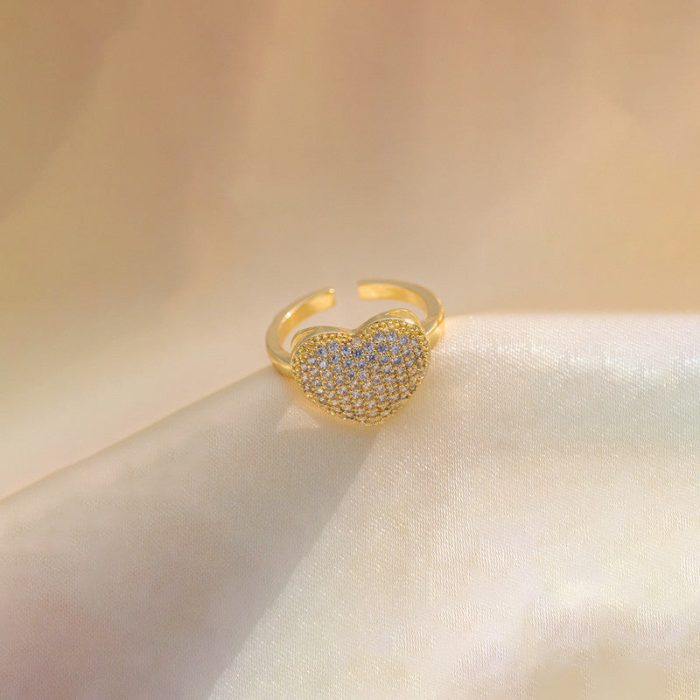 Gold Plated Heart Themed Adjustable Ring - Image 3