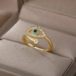 Gold Plated Contemporary Style Evil Eye Themed Adjustable Ring - Image 2