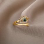 Gold Plated Contemporary Style Evil Eye Themed Adjustable Ring - Image 5