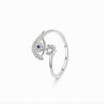 Silver Plated Contemporary Style Evil Eye Themed Adjustable Ring - Image 7