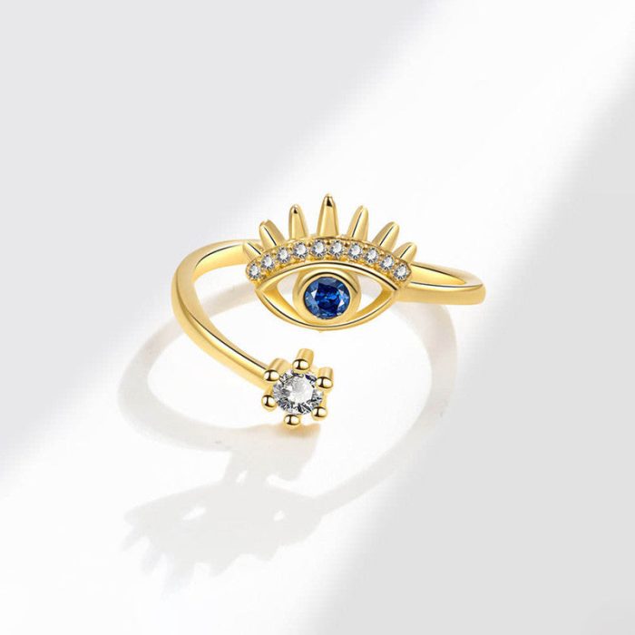 Gold Plated Contemporary Style Evil Eye Themed Adjustable Ring - Image 4