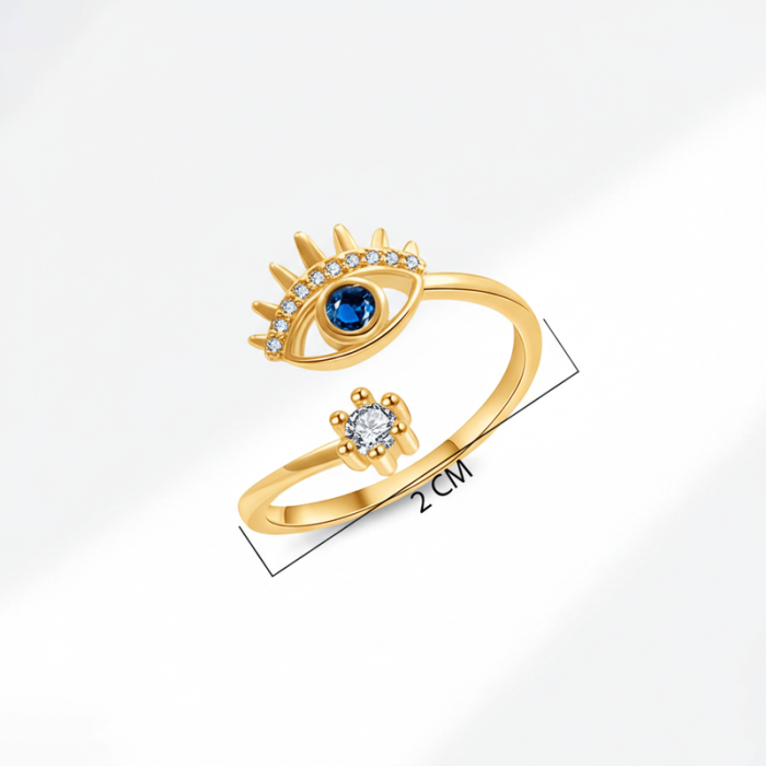 Gold Plated Contemporary Style Evil Eye Themed Adjustable Ring - Image 7