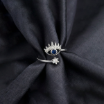 Silver-Plated Evil Eye Themed Adjustable Ring - Image 4