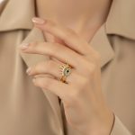 Gold Plated Contemporary Style Evil Eye Themed Adjustable Ring - Image 5