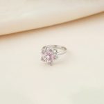 Silver Plated Star Themed Pink Rotatable Adjustable Ring - Image 5