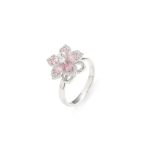 Silver Plated Star Themed Pink Rotatable Adjustable Ring - Image 9