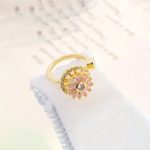 Gold Plated Round Shape Pink Rotatable Adjustable Ring - Image 5