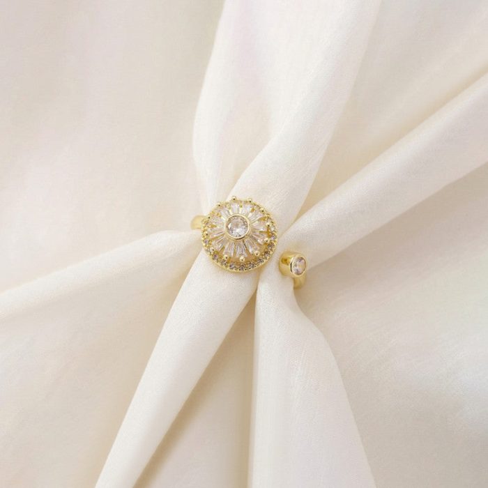 Gold Plated Round Shape Rotatable Adjustable Ring - Image 2