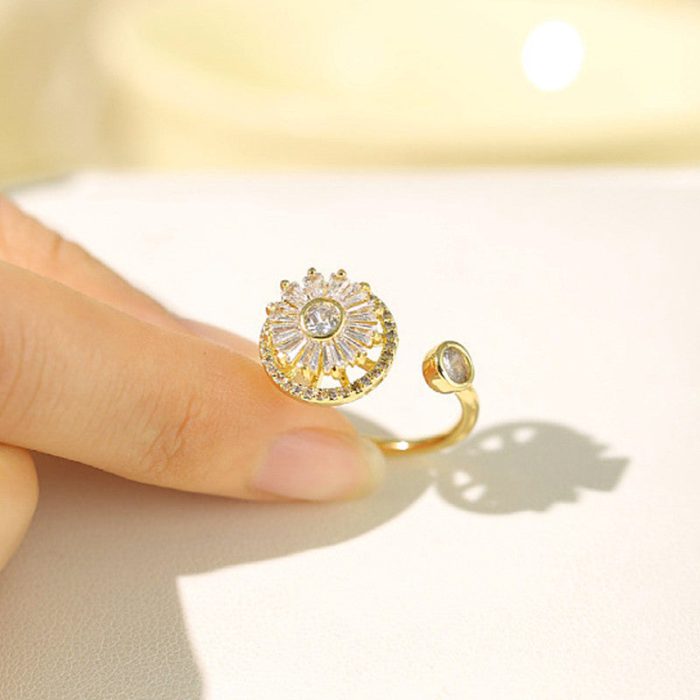 Gold Plated Round Shape Rotatable Adjustable Ring - Image 6