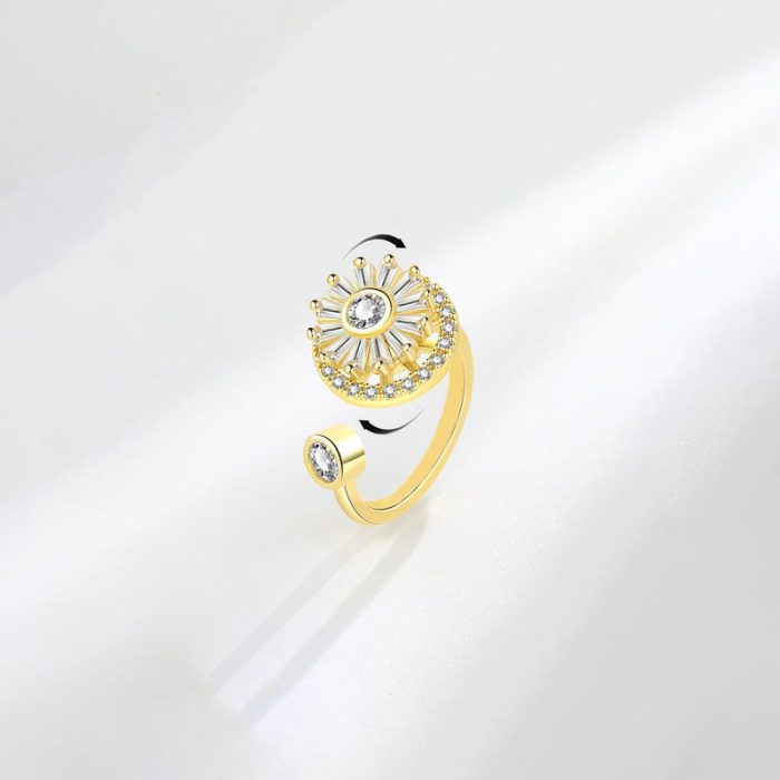 Gold Plated Round Shape Rotatable Adjustable Ring - Image 7
